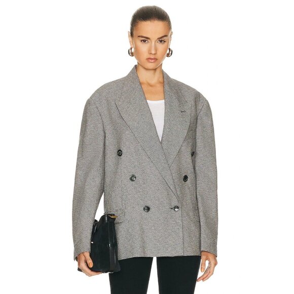 Isabel Marant Klero City Costard Blazer Ecru & Black Grey Oversized